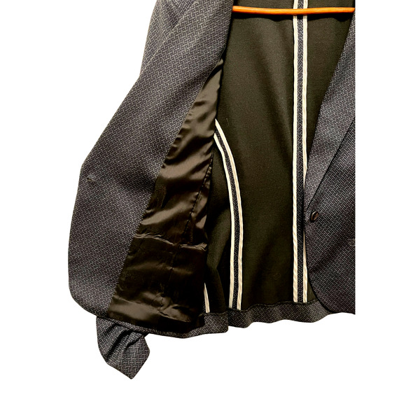 Peace of Cloth Gray Blue Patterned Single Button Stretch Casual Blazer Size 8 - Picture 8 of 9